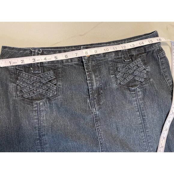 Cato Retro Long Woven Pockets Denim A Line Skirt Sz 10 - Picture 8 of 11